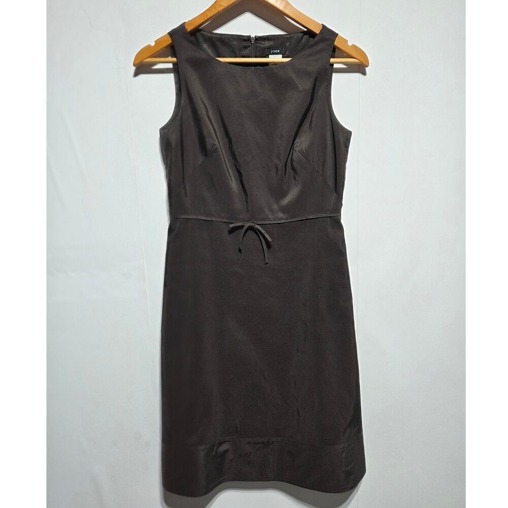 J Crew Brown Silk Taffeta Sleeveless A-Line Midi Dress Size Petite 6